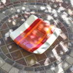 Orange & Red Striped Fused Glass Tray – 6" Square Trinket Dish