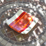Orange & Red Striped Fused Glass Tray – 6" Square Trinket Dish