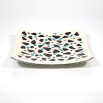 Glass Terrazzo-Style 8" Trinket Tray – Black & Turquoise Decorative Accent, Housewarming Gift, Serving Tray