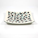 Glass Terrazzo-Style 8" Trinket Tray – Black & Turquoise Decorative Accent, Housewarming Gift, Serving Tray