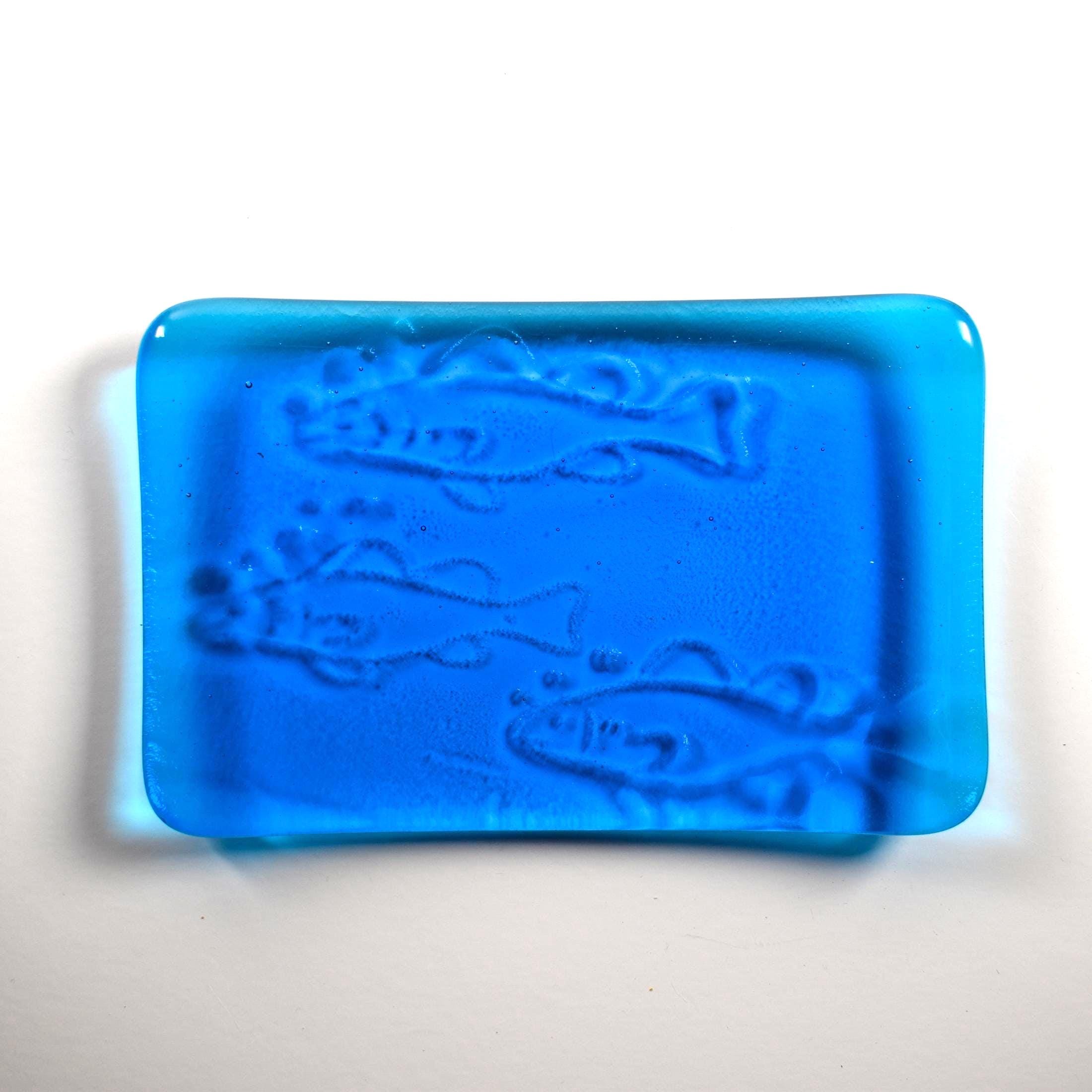 Glass Soap Dish with Fish Design - Various Colors