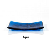 Glass Soap Dish with Olive Branch Design in Various Colors