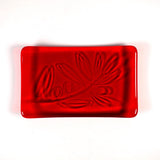 Glass Soap Dish with Olive Branch Design in Various Colors