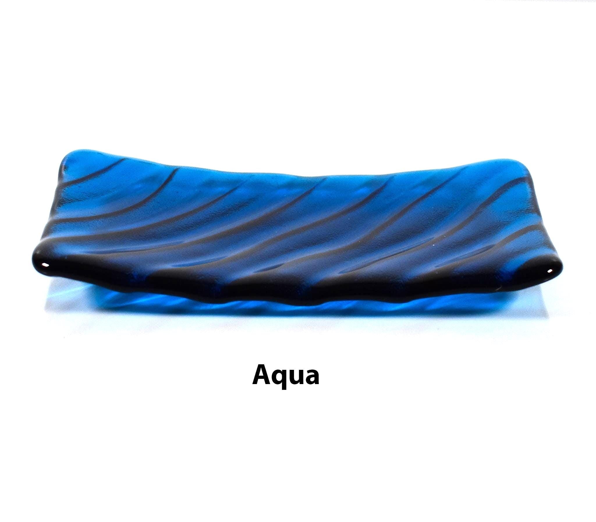 Glass Soap Dish with Wave Design - Multi Colors
