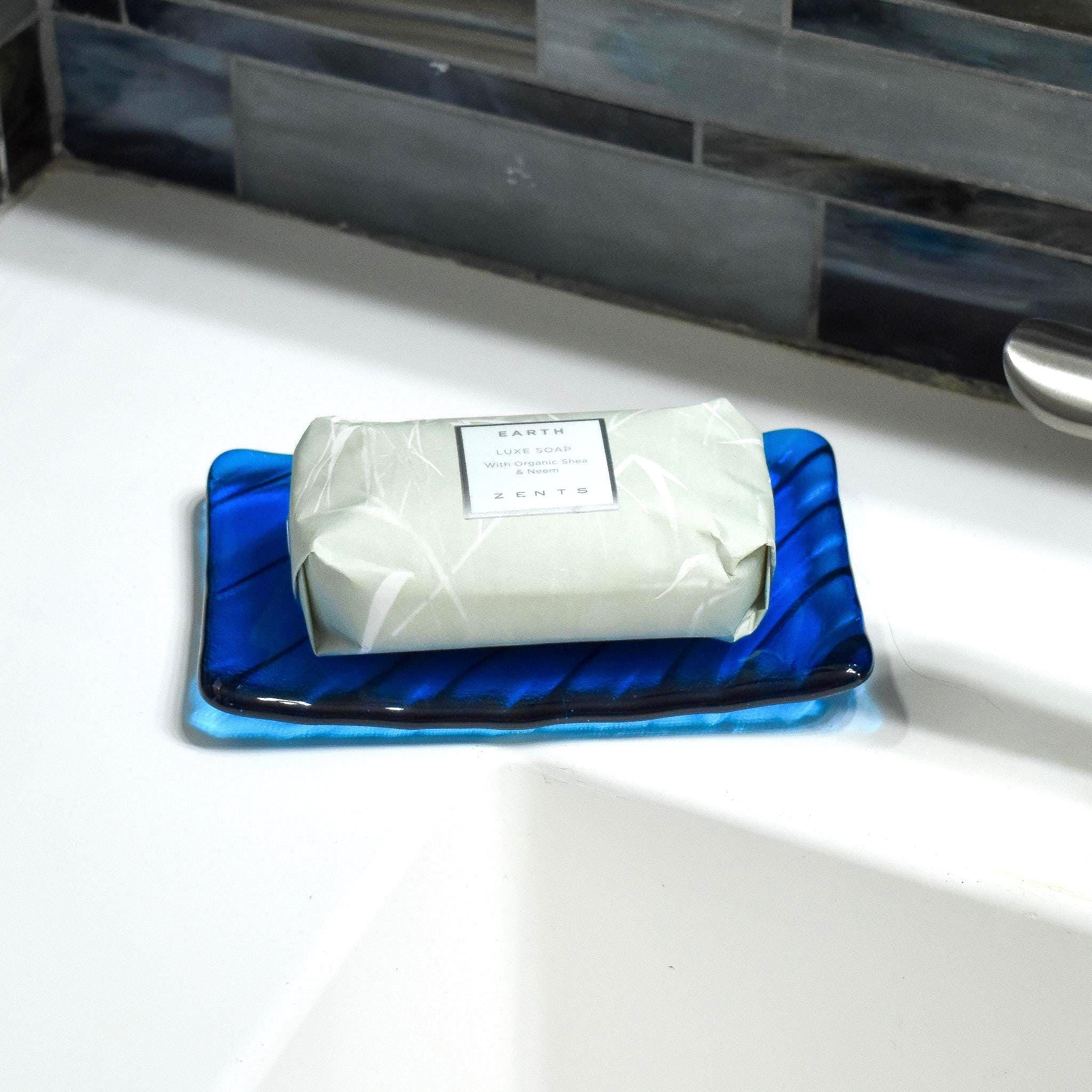 Glass Soap Dish with Wave Design - Multi Colors