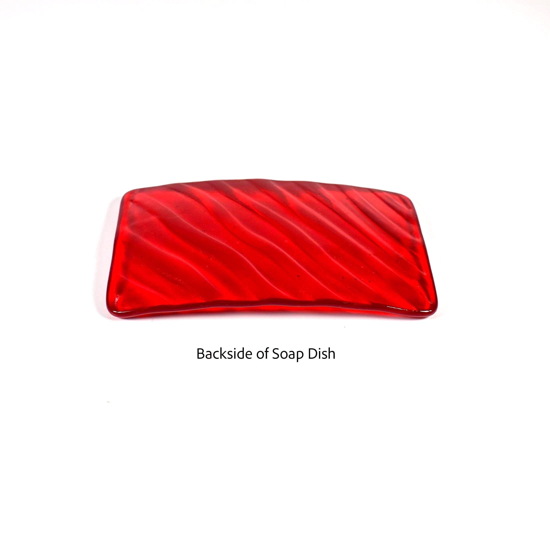 Glass Soap Dish with Wave Design in Various Colors