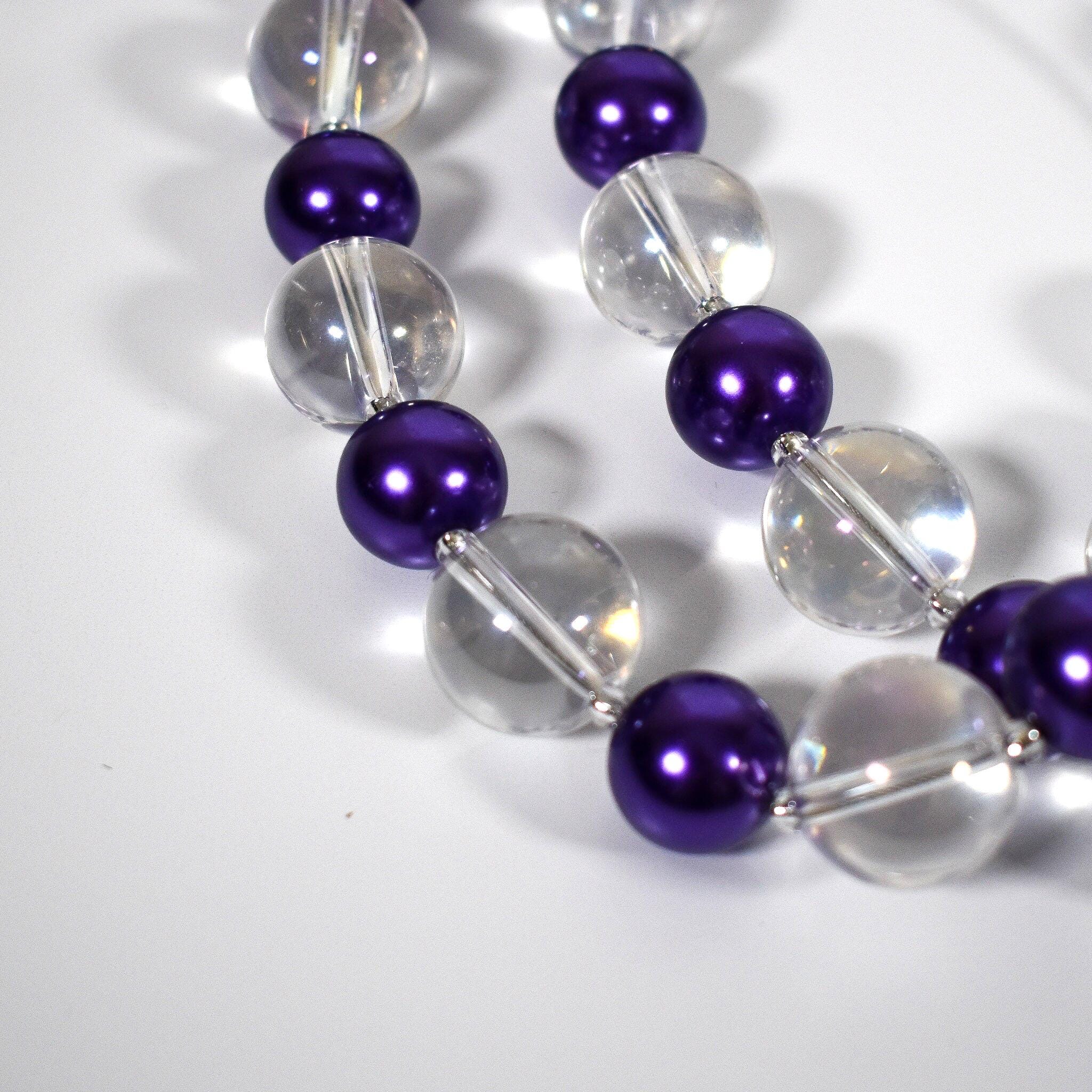Bright Purple Pearl Glass Wind Chime for Patio, Balcony, Garden - Light Catching Gift for Housewarming, Retirement, Memorial