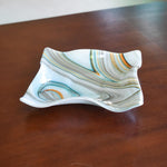 Large Wave Edge Bowl with Foot - Southwestern Style Swirls - 10" Square