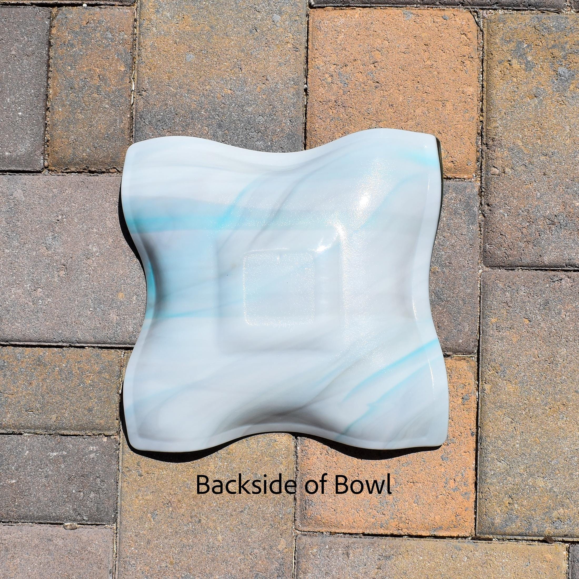 Large Wave Edge Bowl with Foot - Southwestern Style Swirls - 10" Square