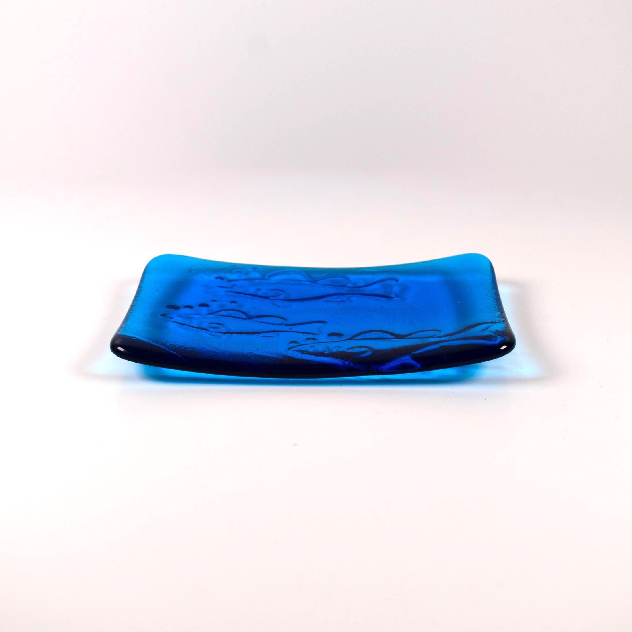 Glass Soap Dish with Fish Design - Various Colors