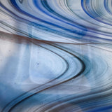 Large Wave Edge Bowl with Foot - Transparent Blues Fused Glass - 10" Square