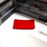Glass Soap Dish with Olive Branch Design in Various Colors