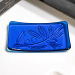 Glass Soap Dish with Olive Branch Design in Various Colors