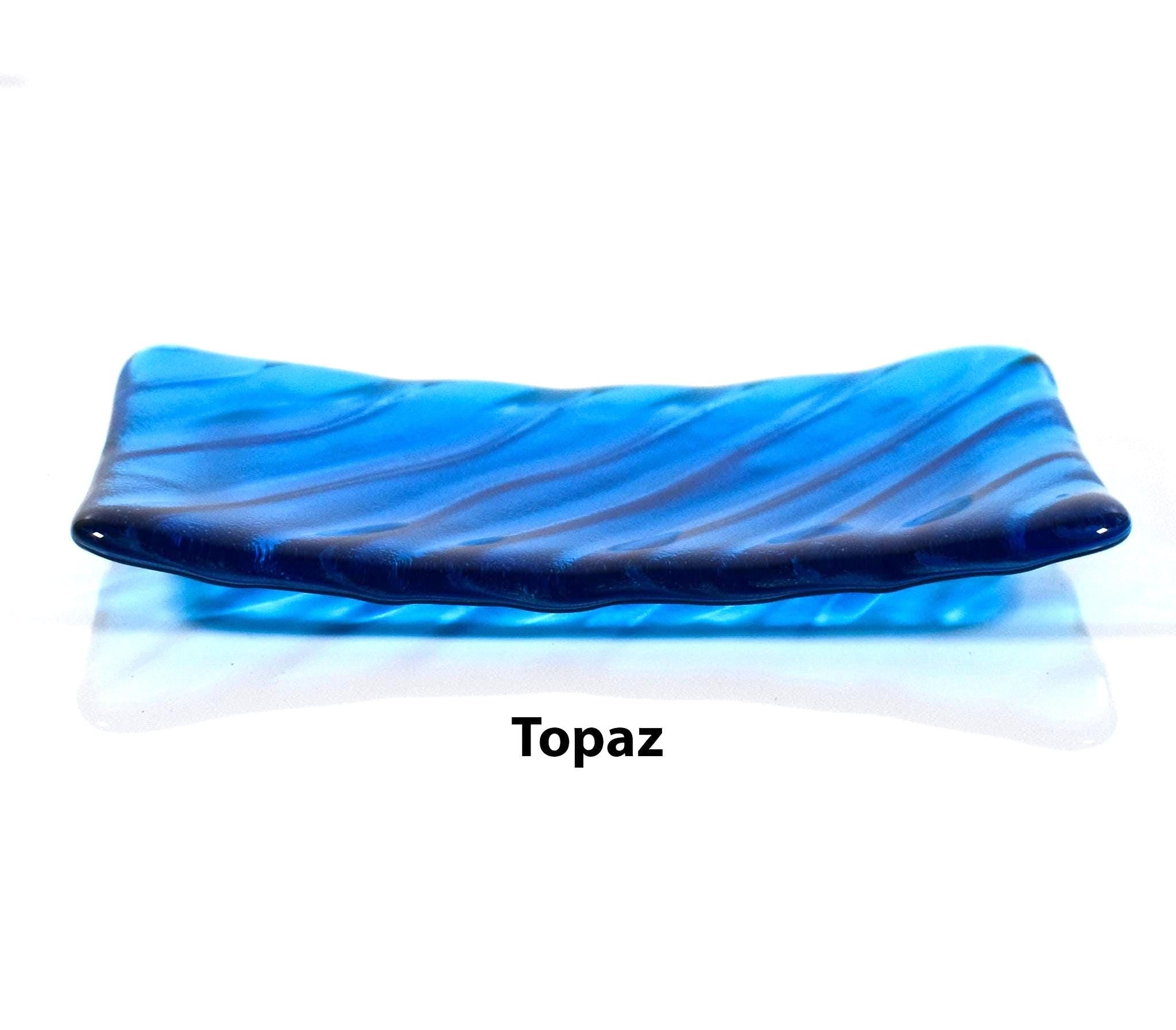 Glass Soap Dish with Wave Design - Multi Colors