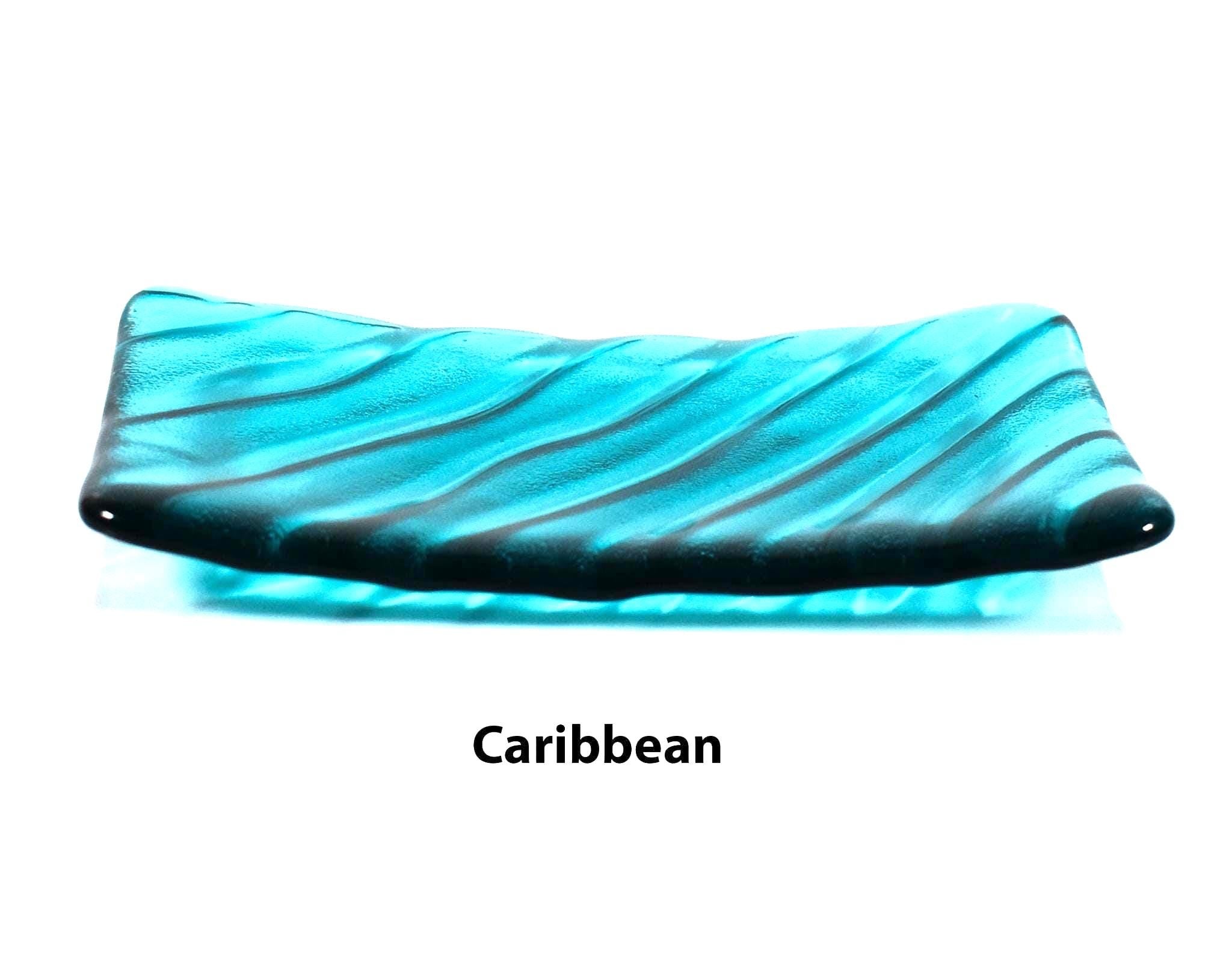 Glass Soap Dish with Wave Design in Various Colors