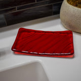 Glass Soap Dish with Wave Design in Various Colors