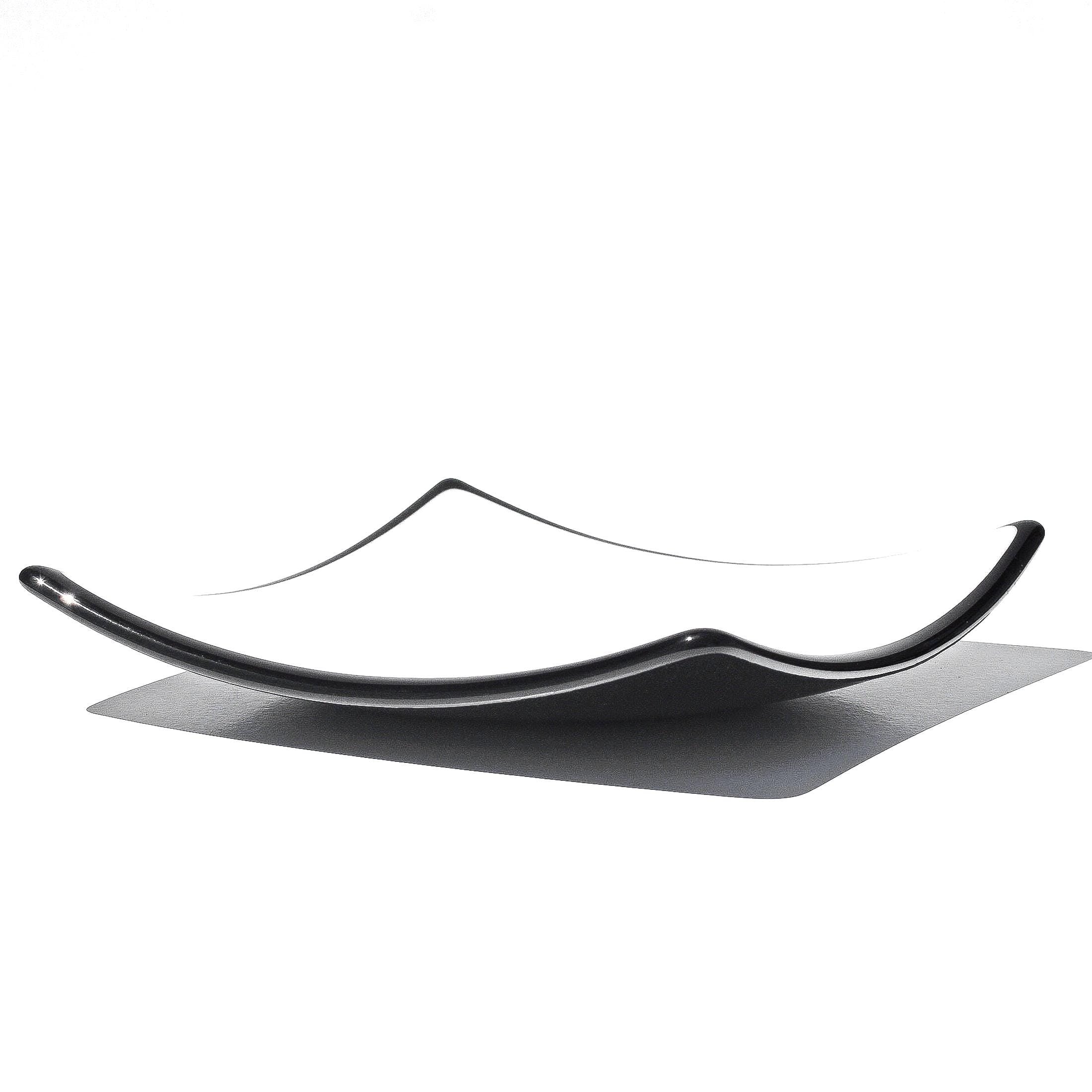 Small square glass tray, 6" X 6". Pure white with black base and trim.
