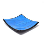 Brightly Colored Fused Glass Trays with Black Trim - 6" Square