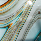 Large Wave Edge Bowl with Foot - Southwestern Style Swirls - 10" Square