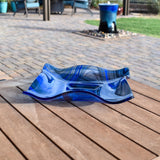 Large Wave Edge Bowl with Foot - Transparent Blues Fused Glass - 10" Square
