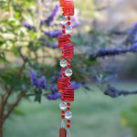 Glass Sun Catching Wind Chime in Bright Colors - Hanging Patio Decor - 30" Long