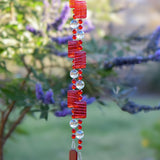 Glass Sun Catching Wind Chime in Bright Colors - Hanging Patio Decor - 30" Long