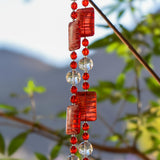 Glass Sun Catching Wind Chime in Bright Colors - Hanging Patio Decor - 30" Long