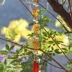 Glass Sun Catching Wind Chime in Bright Colors - Hanging Patio Decor - 30" Long