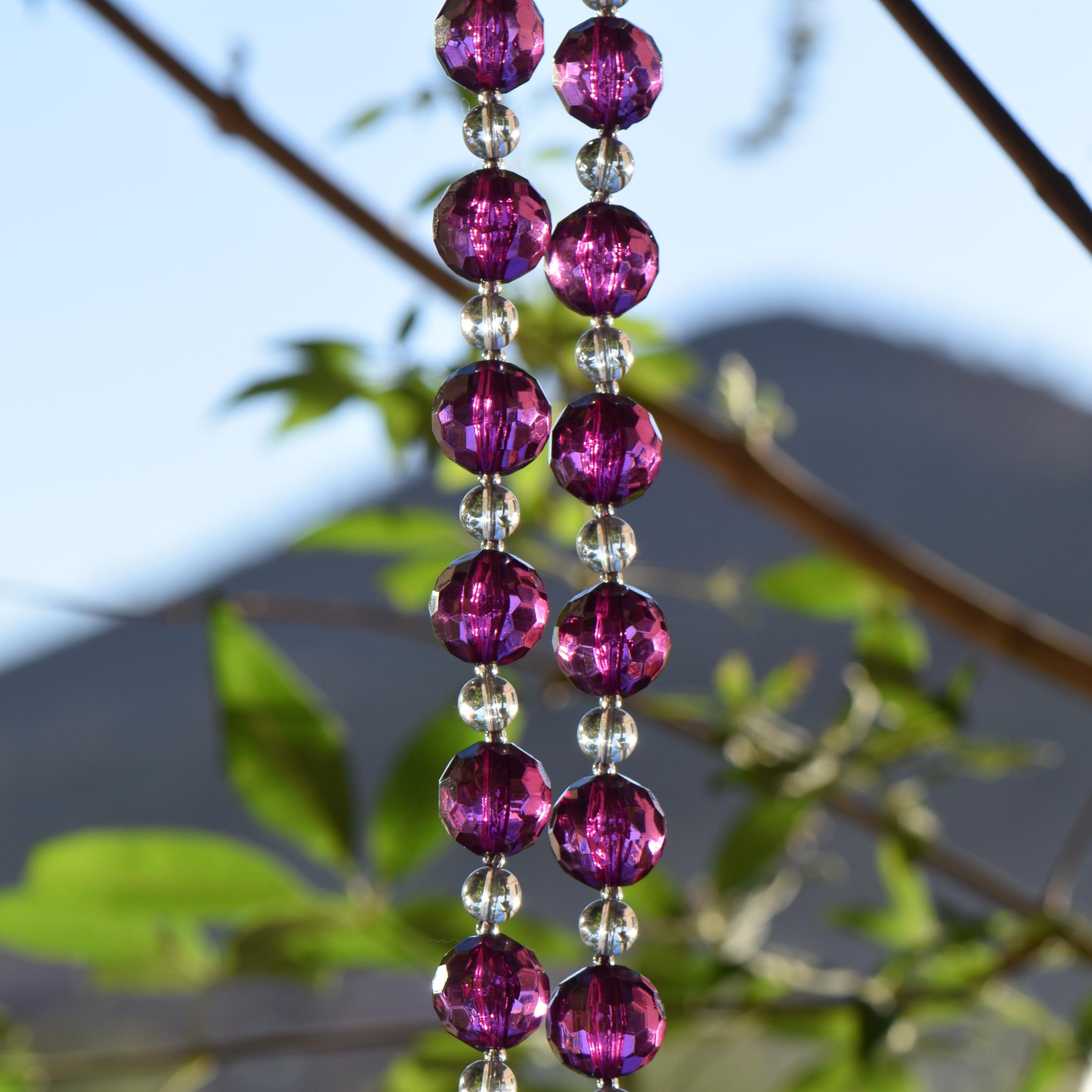 Purple Sun-catching Wind Chime for Patio or Garden - Glass and Acrylic - 30" Long