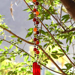 Carnelian Stone and Glass Sun-Catching Wind Chime for Patio and Garden - 30" Long