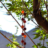 Carnelian Stone and Glass Sun-Catching Wind Chime for Patio and Garden - 30" Long