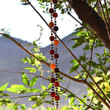Carnelian Stone and Glass Sun-Catching Wind Chime for Patio and Garden - 30" Long