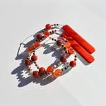Carnelian Stone and Glass Sun-Catching Wind Chime for Patio and Garden - 30" Long