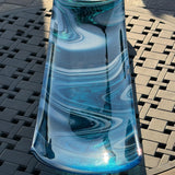 Large Blue & White Fused Glass Channel Tray - Table Centerpiece - 23" Long
