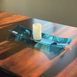 Large Blue & White Fused Glass Channel Tray - Table Centerpiece - 23" Long