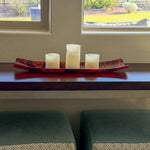 Large Red & Orange Fused Glass Channel Tray - Table Centerpiece - 23" Long