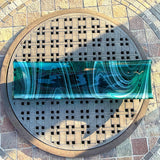 Large Teal Green Fused Glass Channel Tray - Table Centerpiece - 23" Long