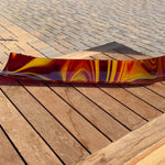 Large Red & Yellow Fused Glass Channel Tray - Table Centerpiece - 23" Long
