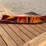 Large Red & Yellow Fused Glass Channel Tray - Table Centerpiece - 23" Long