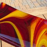 Large Red & Yellow Fused Glass Channel Tray - Table Centerpiece - 23" Long