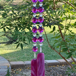 Purple Sun-catching Wind Chime for Patio or Garden - Glass and Acrylic - 30" Long