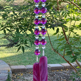 Purple Sun-catching Wind Chime for Patio or Garden - Glass and Acrylic - 30" Long
