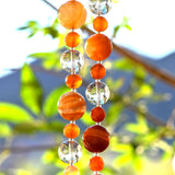 Carnelian Stone and Glass Wind Chime for Patio and Garden - 30" Long