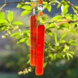 Carnelian Stone and Glass Wind Chime for Patio and Garden - 30" Long