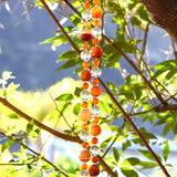 Carnelian Stone and Glass Wind Chime for Patio and Garden - 30" Long