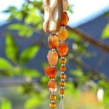 Glass and Stone Chime with Large Carnelian Slabs for Patio or Garden