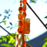 Glass and Stone Chime with Large Carnelian Slabs for Patio or Garden