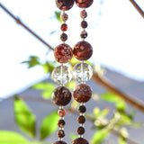 Agate Stone and Glass Sun-Catching Wind Chime for Patio or Garden - 30" Long