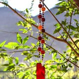 Carnelian Stone and Glass Sun-Catching Wind Chime for Patio and Garden - 30" Long