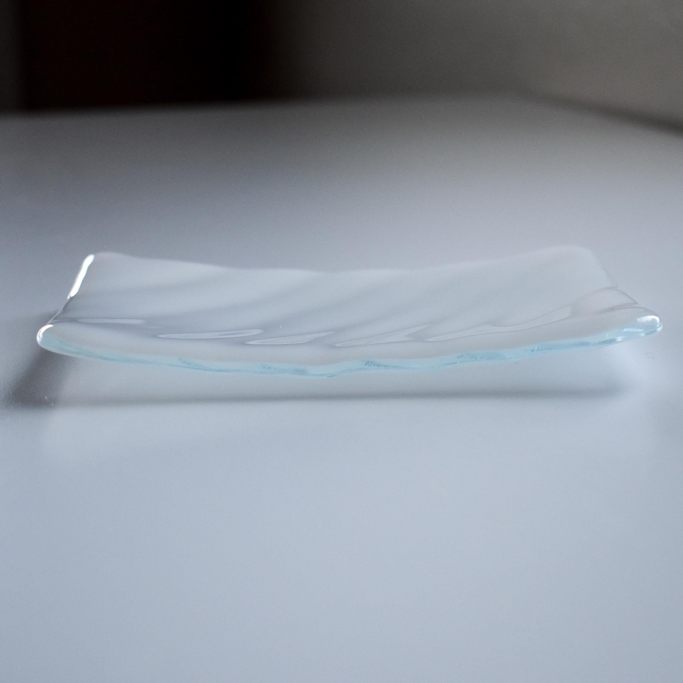 Glass Soap Dish with Wave Design in Various Colors